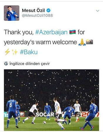 Məsut Özil Azərbaycana təşəkkür etdi – FOTO