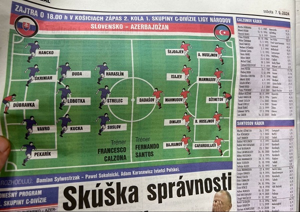 Slovakiya mətbuatı Azərbaycan yığmasından yazır -