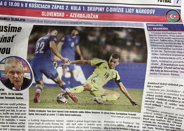 Slovakiya mətbuatı Azərbaycan yığmasından yazır -